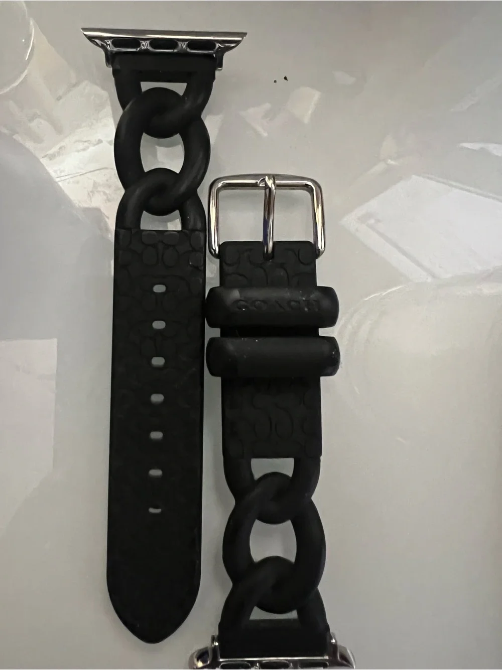 Coach Black Silicone Link Apple Watch Band for 38mm or 40 mm